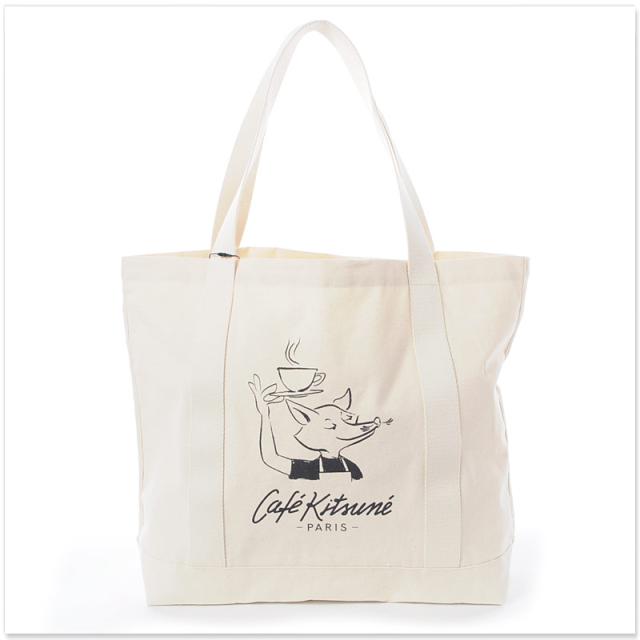メゾンキツネ MAISON KITSUNE トートバッグ カフェ キツネ フォックス トートバッグ SPCKNPMU05101 ベージュ メゾンキツネ MAISON KITSUNE トートバッグ カフェ キツネ フォックス