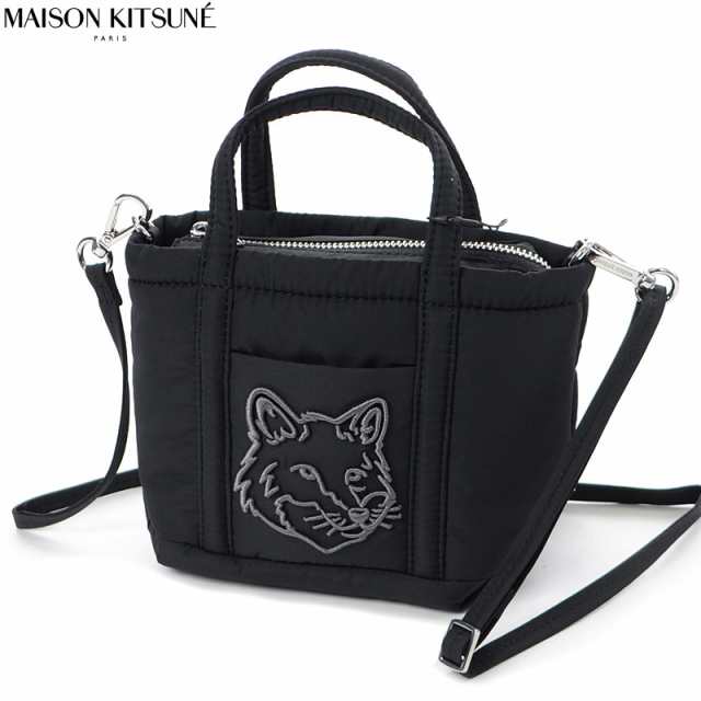 メゾンキツネ MAISON KITSUNE トートバッグ NW05115WQ4035 フォックスヘッド パファー ミニ トート ブラックの通販は