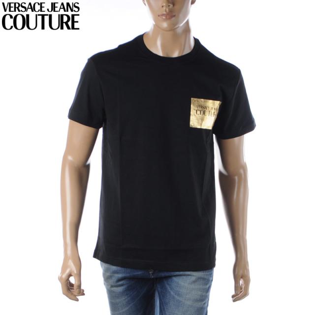 ヴェルサーチ ジーンズ クチュール VERSACE JEANS COUTURE Tシャツ メンズ ブランド クルーネック 半袖 74GAHG02 CJ00G ブラックの通販は