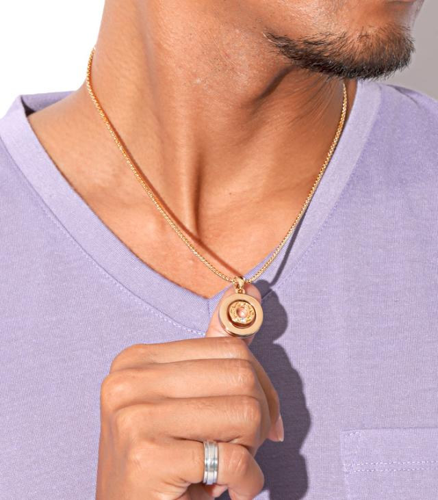 ネックレス メンズ アクセサリー ダブル リング チェーン ペンダント 