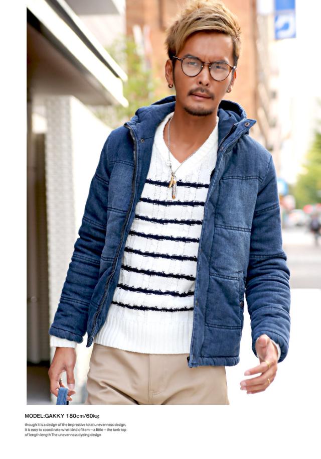 送料無料 中綿ジャケット メンズ デニム ジャケット ブルゾン 冬 ビター系 インディゴデニム中綿フーデッドジャケット Pm 5799の通販はau Pay マーケット Lux Style ラグスタイル