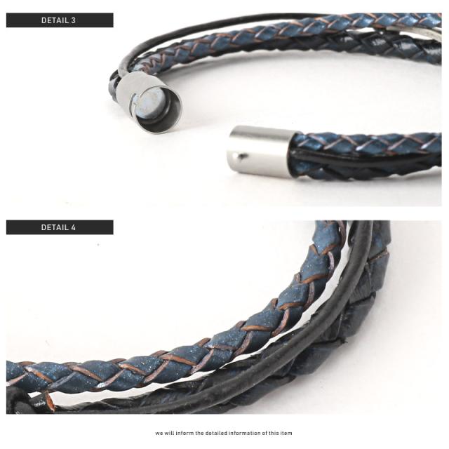 ブレスレット メンズ 編み込み PUレザー プレート ギフト ロゴ