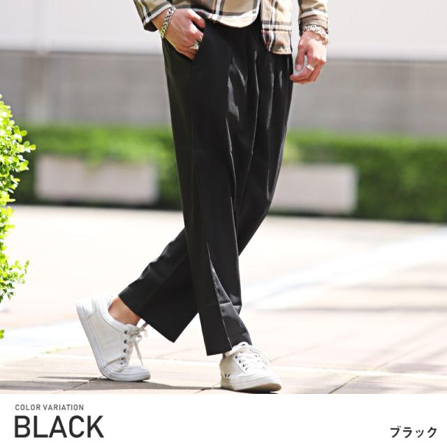 セール SALE 37%OFF ワイドパンツ メンズ ストライプ ストレッチ