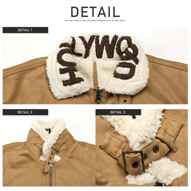 ボア B-3 ジャケット メンズ フェイクムートン 刺繍【Hollywood rich