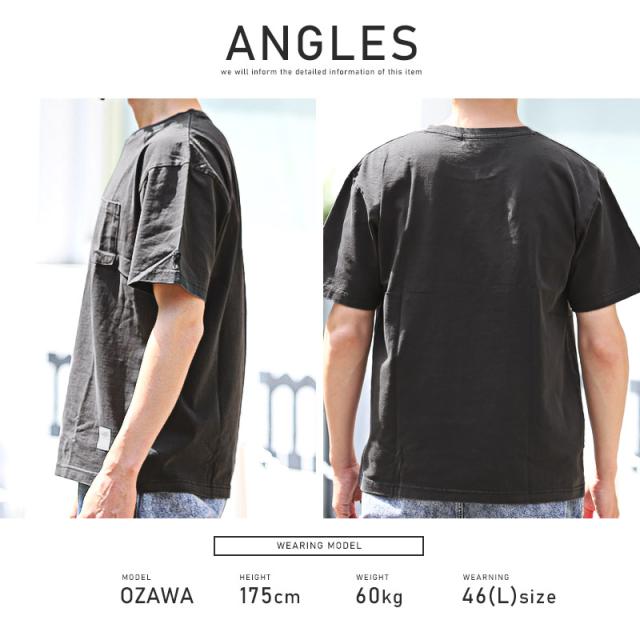 Tシャツ メンズ 半袖 胸ポケット 刺繍 ロゴ クルーネック 綿