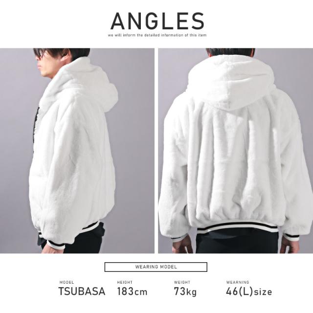 ファージャケット メンズ ブルゾン フェイクファー ロゴ 刺繍 ビッグ