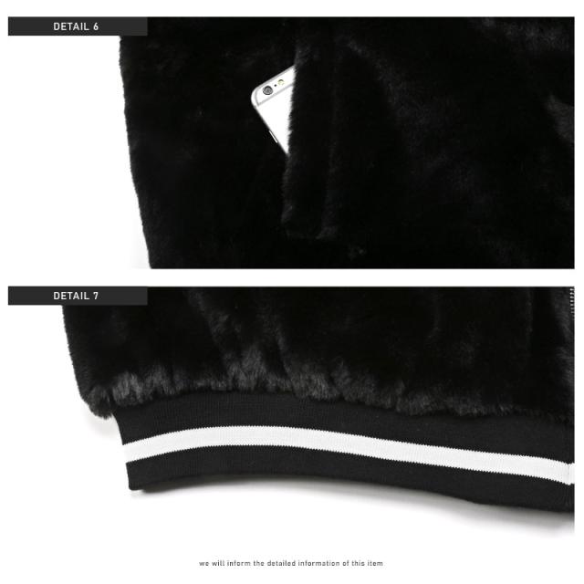 ファージャケット メンズ ブルゾン フェイクファー ロゴ 刺繍 ビッグ