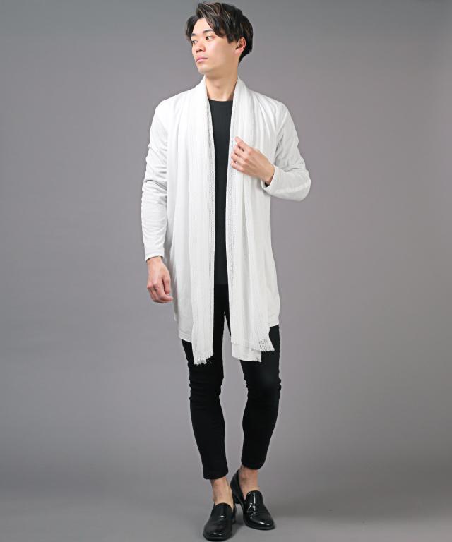 カーディガン メンズ ロングカーディガン ドレープ レース ショール