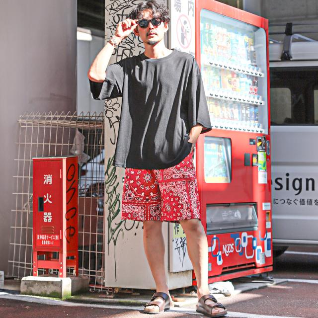 2色 ペイズリー柄 カジュアル パンツ ストリート スポーティ ♪ バンダナ ペイズリー柄 迷彩 アーミー ワークパンツ 黒 赤