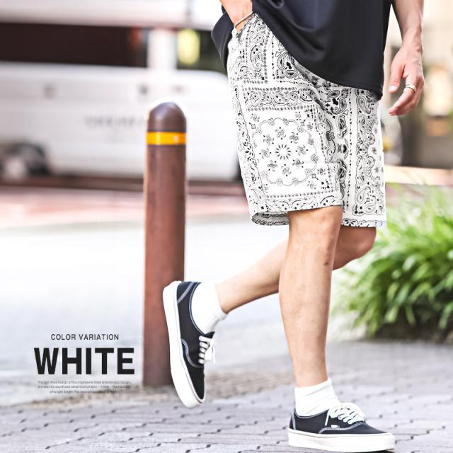 ショートパンツ メンズ ハーフパンツ コットンパンツ ペイズリー