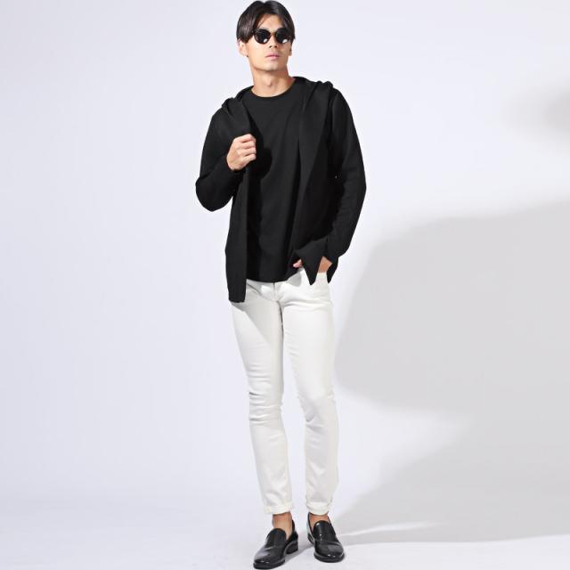 カーディガン メンズ レディース 秋 春 ブランド【Bernings Sho(バーニングショー)キルティング千鳥柄フード付きカーディガン】 aa-3324