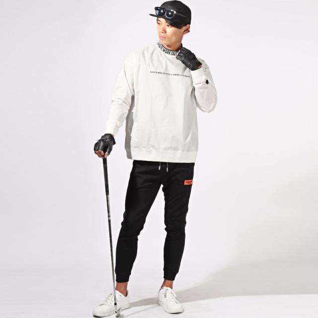 ロンT メンズ Tシャツ 長袖 ロングスリーブ モックネック ゴルフ 春服