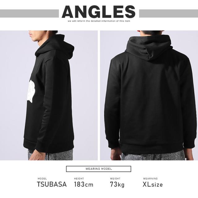 RUMSODA ラムソーダ パーカー メンズ レディース プルパーカー 長袖 クマ 黒【RUMSODA(ラムソーダ)合皮アップリケ刺繍パーカー】 aa-3422 RUMSODA ラムソーダ パーカー メンズ レディース プルパーカー 長袖