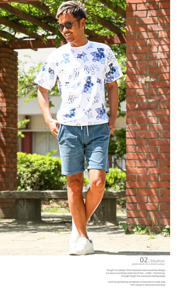 △送料無料△ ショートパンツ メンズ コーデュロイ インディゴ 硫化