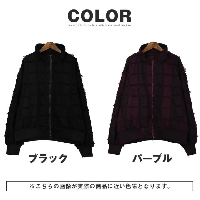 上衣 メンズ 照明ランプ上衣 上衣 ジッパー 貨物自動車上衣 秋冬【フリンジチェックスタンドジップブルゾン】 aa-3745