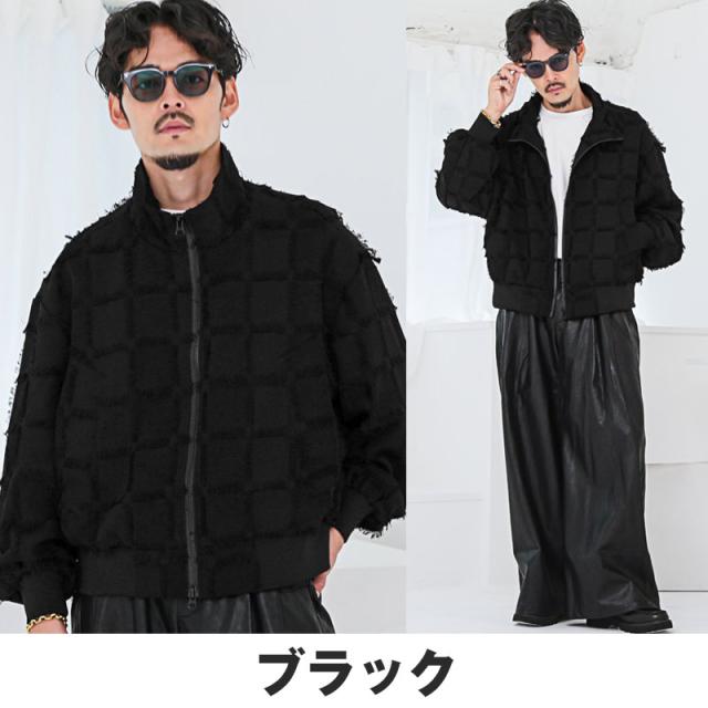 上衣 メンズ 照明ランプ上衣 上衣 ジッパー 貨物自動車上衣 秋冬【フリンジチェックスタンドジップブルゾン】 aa-3745