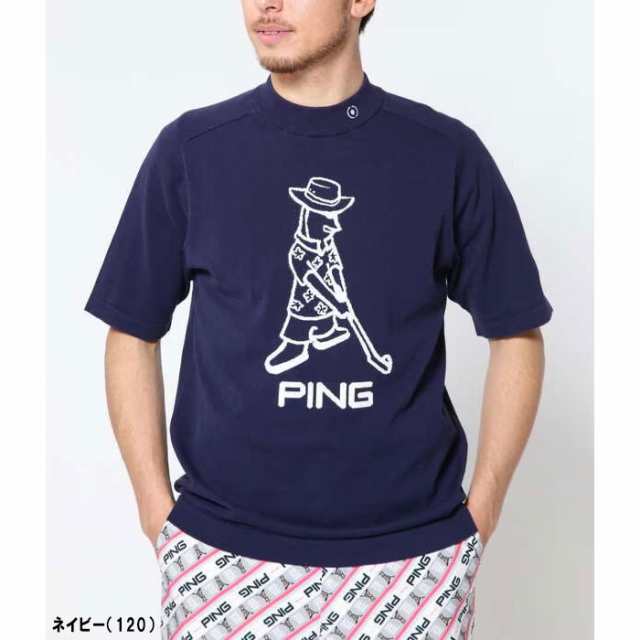 ピン ゴルフ Mr.PING柄 モックネック ニット プルオーバー 621-3175203