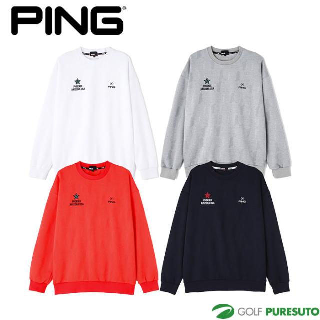 ピン ゴルフ Mr.PING アルファベットシャドー柄 クルーネック スウェットプルオーバー 621-3262901 トップス ゴルフウェア 2023年秋冬モデル PING 6,930円