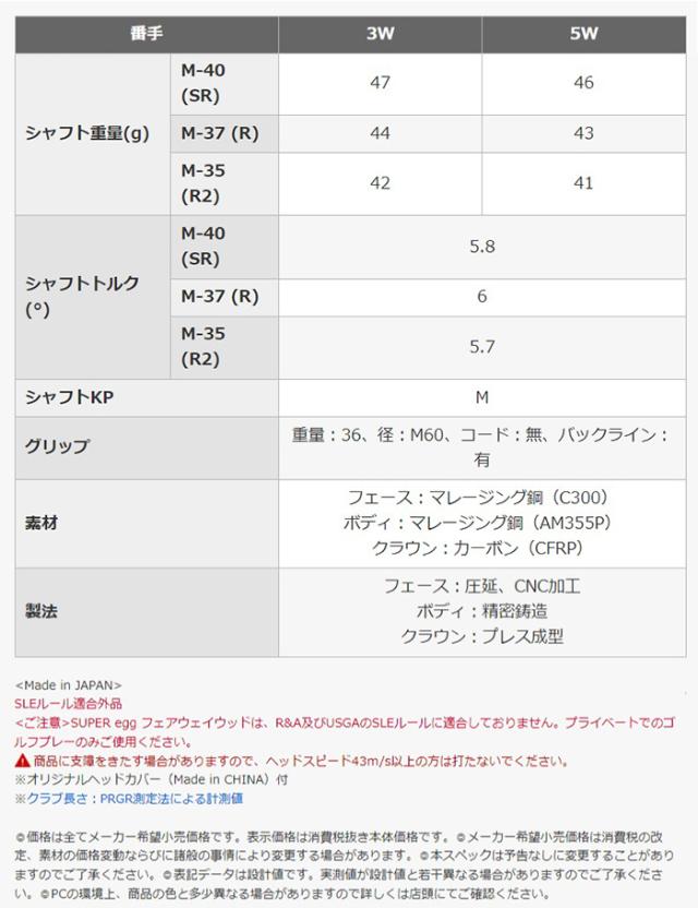 プロギア SUPER egg フェアウェイウッド 2024年モデル オリジナルカーボンシャフト[日本仕様][PRGR スーパー エッグ]_7