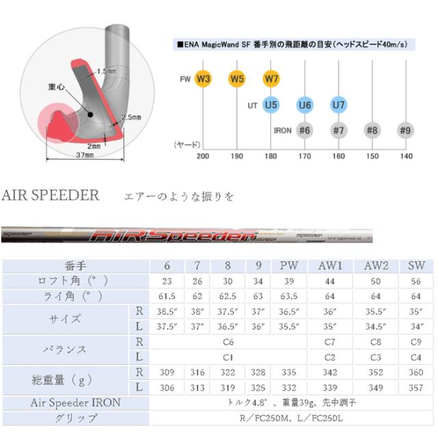 エナゴルフ MagicWand SF アイアン単品(6I、7I、AW2、SW) AIR SPEEDER カーボンシャフト[日本仕様][ENA 軽量]【■ENA■】_2