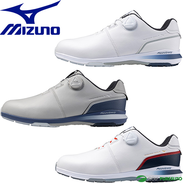 ミズノ ゴルフ ゴルフシューズ ネクスライトエナジー ボア スパイクレスシューズ NEXLITE ENERZY BOA メンズ 51GQ2450 4E相当 ダイヤル式 2024年秋冬モデル Mizuno 軽量 防水 幅広