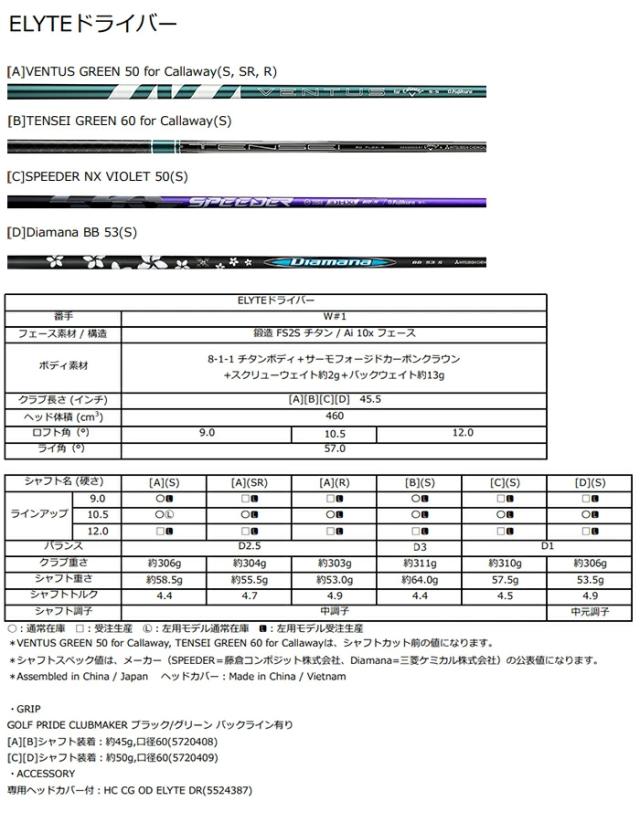 新品】テンセイグリーン6S／エリート｜約45.5インチ｜キャロウェイ