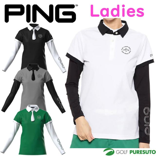 【レディース】ピン ゴルフ カノコポロ 天竺 インナー ネクタイ付きレイヤードツインセット 622-5160200 ゴルフウェア トップス 2025年春夏モデル PING GOLF