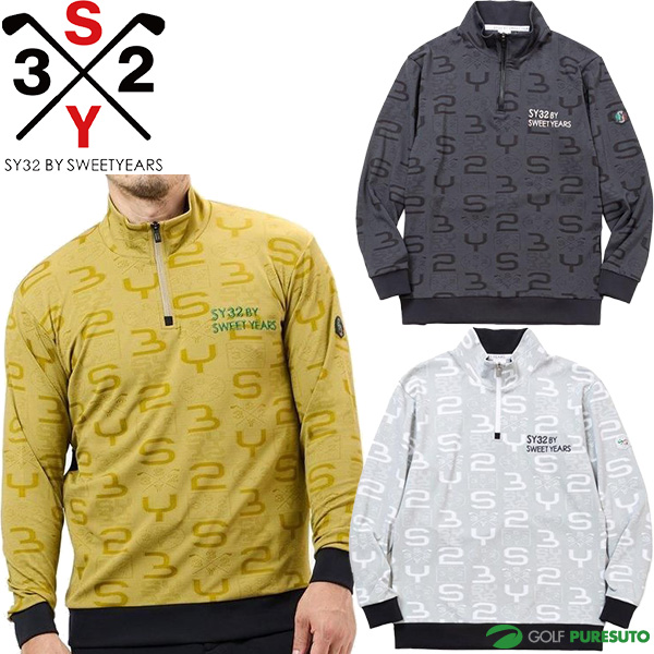 SY32 by SWEET YEARS 長袖 ハーフジップスウェット オリジナルSYGジャガード メンズ SYG-24A016 トップス ゴルフウェア 2024年秋冬モデル 秋冬ウェア エスワイサーティトゥ バイ スウィートイヤーズ SYG24A016 ORIGINAL SYG JACQUARD HALF-ZIP SWEAT