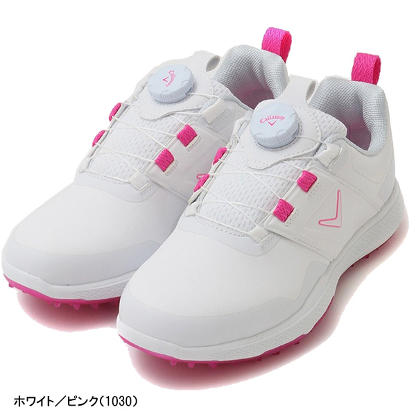 美品　Callaway ゴルフシューズ ホワイト　ピンク　23 キャロウェイ☆Callaway☆ゴルフシューズ☆ホワイト/ピンク - メルカリ