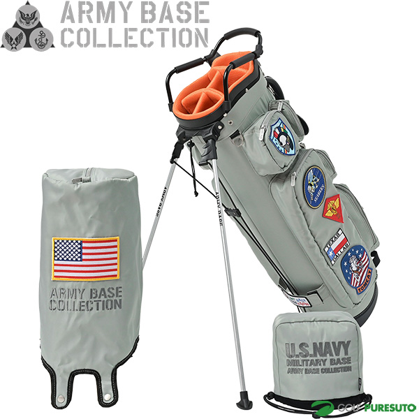 【全国50本限定】アーミーベースコレクション 9.0型 キャディバッグ スタンドバッグ ABC-060SB U.S. NAVY スタンド エアーフォースブルー アイアンカバー付き グレー ABC060SB メンズ レディース ユニセックス スタンド式 フード付き ネームプレート刻印無料！
