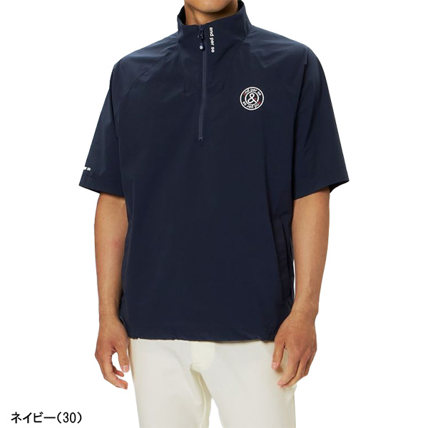 【未使用に近い】アンパスィゴルフ　ソフトタッチハーフジップパーカー半袖　M アンパスィ 半袖 ハーフジッププルオーバー ブルゾン マルチウェザー