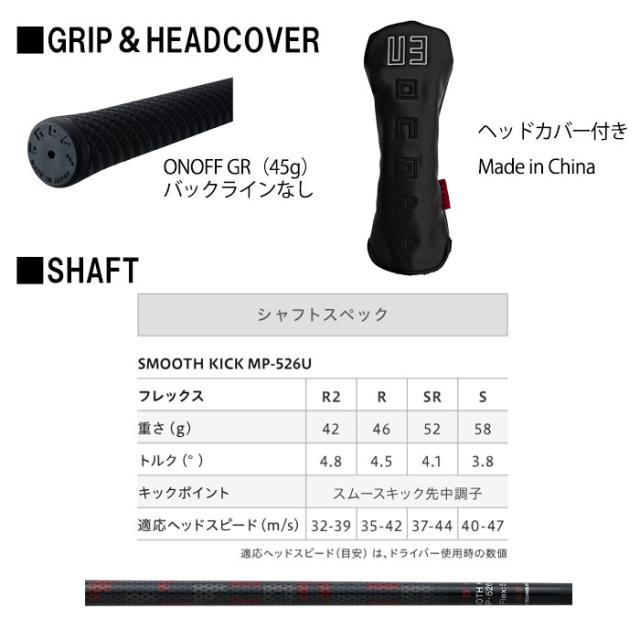 オノフ UTILITY WINGS AKA ユーティリティ ONOFF SMOOTH KICK MP-526U カーボンシャフト 2026年モデル ゴルフクラブ[ONOFF GOLF アカ 赤][ユーティリティ ウィングス ウイングス]_6