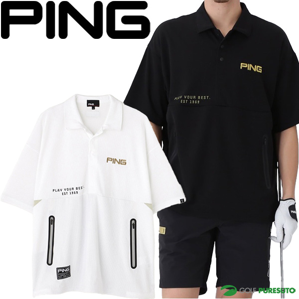 ピン ゴルフ 半袖 ポロシャツ 涼風 SUZUKAZE メッシュ調ジャージ メンズ 621-5160691 ゴルフウェア アパレル PING GOLF 2025年モデル トップス
