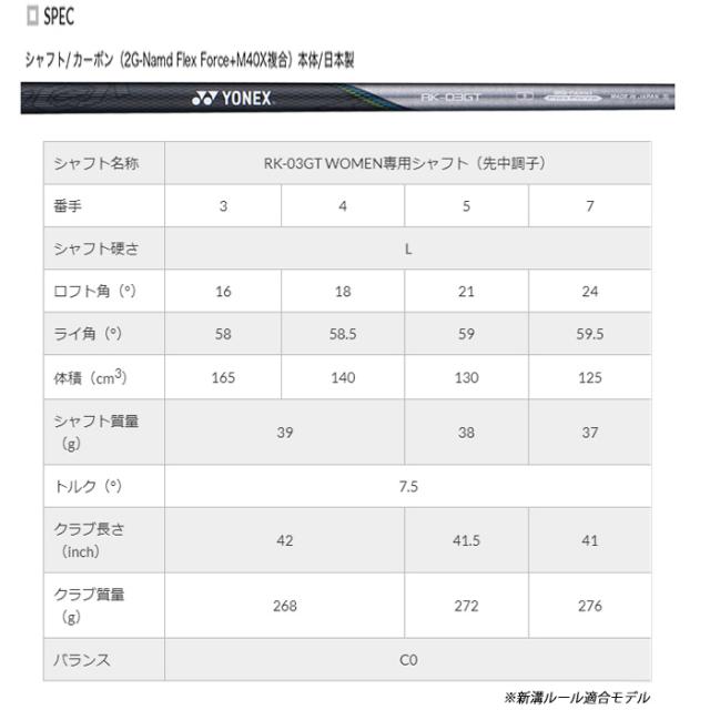 【レディース】ヨネックス EZONE GT フェアウェイウッド RK-03GT WOMEN 専用シャフト 2022年モデル [YONEX EZONE GT WOMEN]の通販は