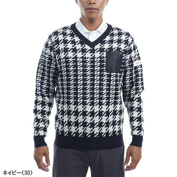 トミーヒルフィガー ゴルフ Vネックセーター【千鳥格子/L】新品！