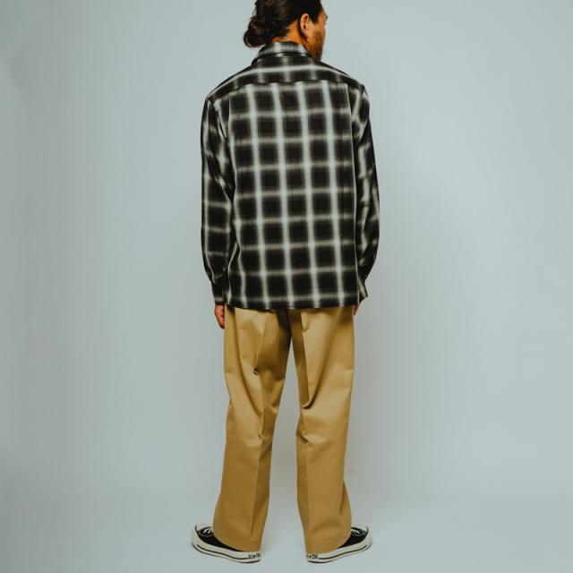 ビッグマイク メンズ チェックシャツ BIG MIKE レーヨン ミックス オンブレ スリット ロングスリーブ シャツ Rayon Mix Ombre Slit L/S Shirts BLK×WHT 春 秋 薄手 102615200_2