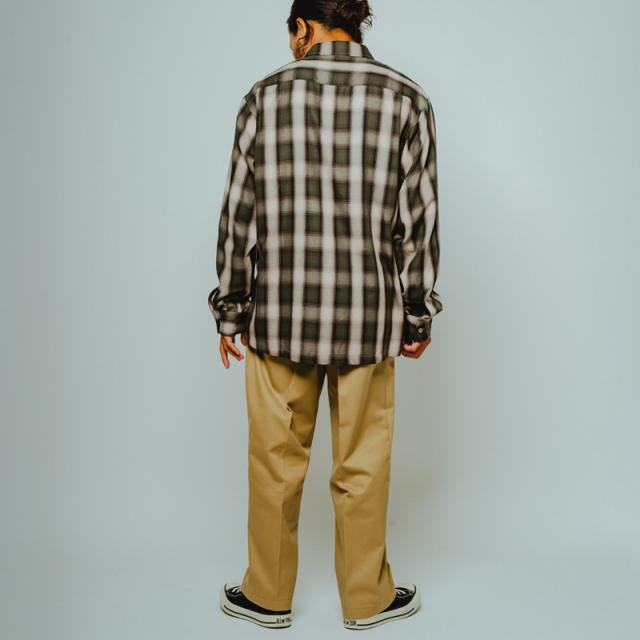 ビッグマイク メンズ チェックシャツ BIG MIKE レーヨン ミックス オンブレ スリット ロングスリーブ シャツ Rayon Mix Ombre Slit L/S Shirts GRY×PINK 春 秋 薄手 102615204_2