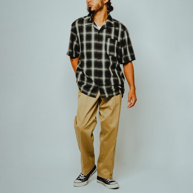 ビッグマイク メンズ チェックシャツ BIG MIKE レーヨン ミックス オンブレ スリット 半袖シャツ Rayon Mix Ombre Slit S/S Shirts 春 秋 薄手 102625530_1