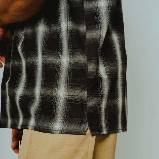 ビッグマイク メンズ チェックシャツ BIG MIKE レーヨン ミックス オンブレ スリット 半袖シャツ Rayon Mix Ombre Slit S/S Shirts 春 秋 薄手 102625530_6