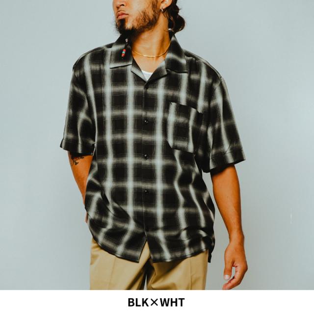 ビッグマイク メンズ チェックシャツ BIG MIKE レーヨン ミックス オンブレ スリット 半袖シャツ Rayon Mix Ombre Slit S/S Shirts 春 秋 薄手 102625530_7