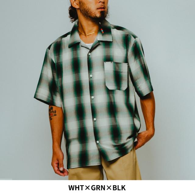 ビッグマイク メンズ チェックシャツ BIG MIKE レーヨン ミックス オンブレ スリット 半袖シャツ Rayon Mix Ombre Slit S/S Shirts 春 秋 薄手 102625530_9