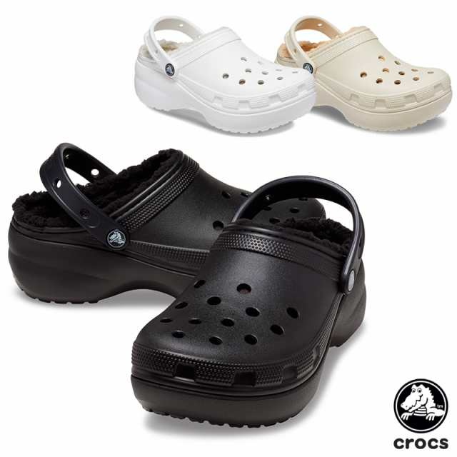 crocs クラシック プラットフォーム ラインド クロッグ 黒