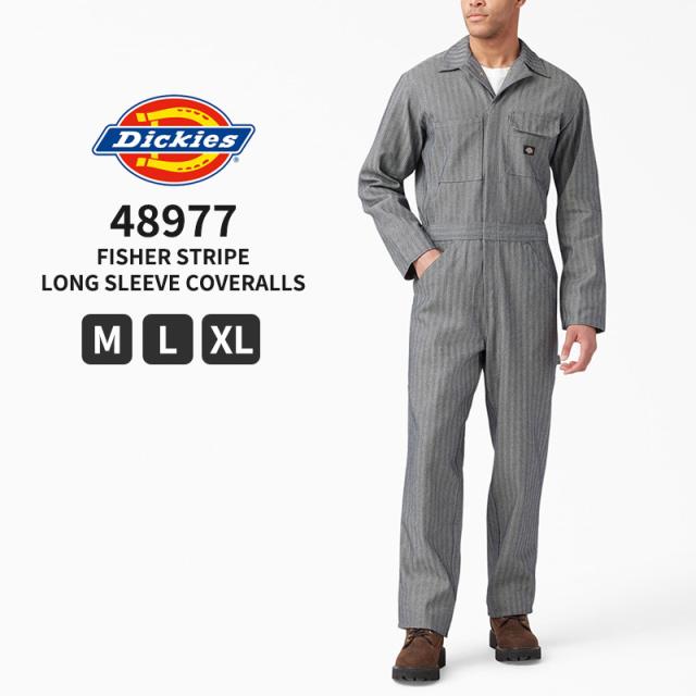ディッキーズ Dickies フィッシャーストライプ ロングスリーブ カバーオール 長袖 つなぎ 48977 メンズ レディース