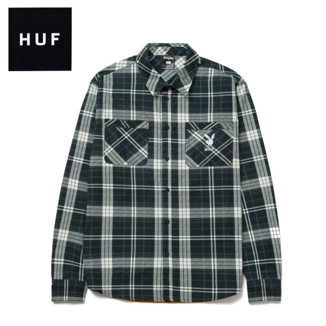 ハフ HUF PLAYBOY MONARCH FLANNEL プレイボーイ 長袖 フランネル シャツ メンズ bu00163