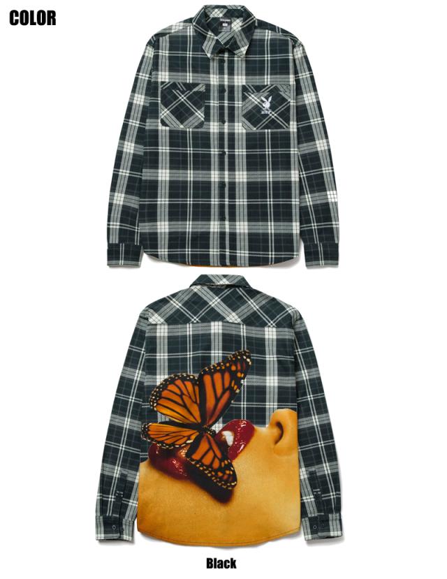 ハフ HUF PLAYBOY MONARCH FLANNEL プレイボーイ 長袖 フランネル シャツ メンズ bu00163_1
