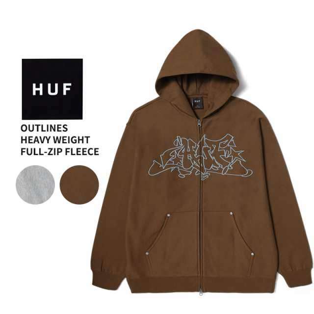 ハフ メンズ ジップパーカー HUF Outlines Heavy Weight Full-Zip Fleece トップス フーディー フルジップ パーカー