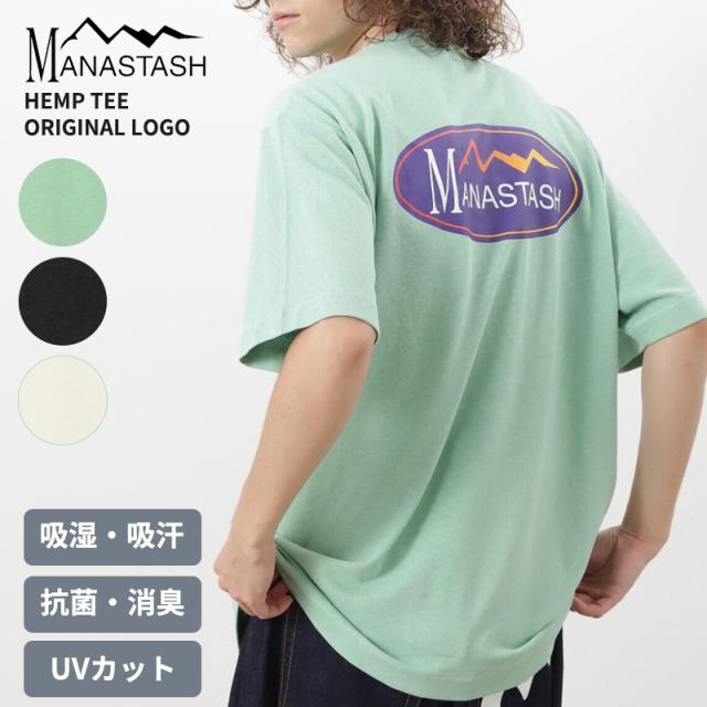 マナスタッシュ メンズ 半袖Tシャツ MANASTASH ヘンプ オリジナル ロゴ Tシャツ トップス 792-5134003