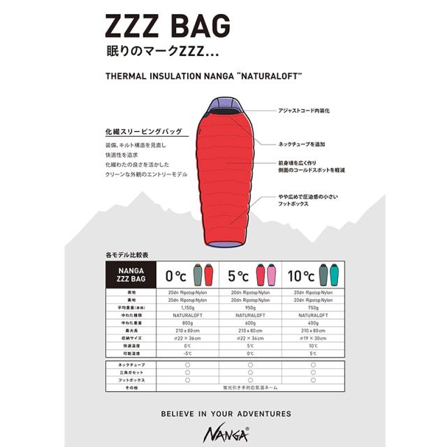 ナンガ 軽量 寝袋 夏キャンプ  NANGA  ZZZ BAG 5  レギュラーサイズ  防災用 フェス N2600-2C092E_6