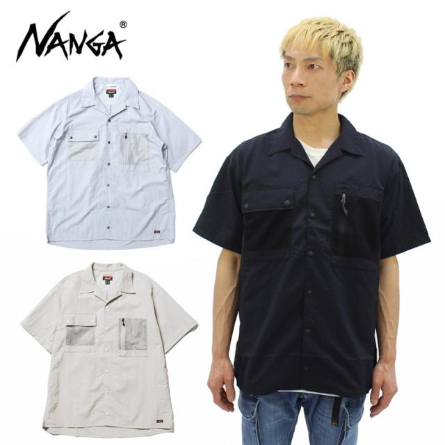 ナンガ NANGA NYLON TUSSER OPEN COLLAR SHIRT ナイロンタッサー オープンカラーシャツ メンズ 半袖 nw2321-1h511