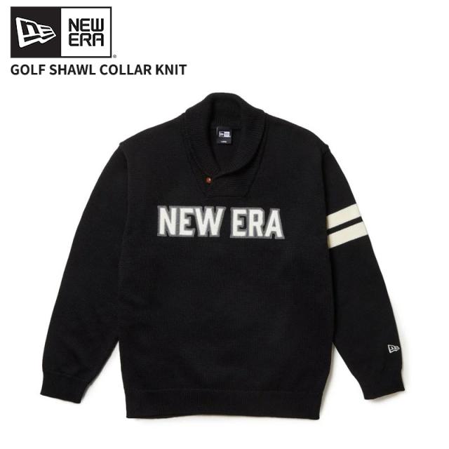 ニューエラ ユニセックス ゴルフウエア セーター トップス NEW ERA ショールカラーニット ブラック ニットトップス 14669846